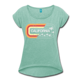 California Sign - Frauen T-Shirt mit gerollten Ärmeln - Minze meliert