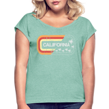 California Sign - Frauen T-Shirt mit gerollten Ärmeln - Minze meliert