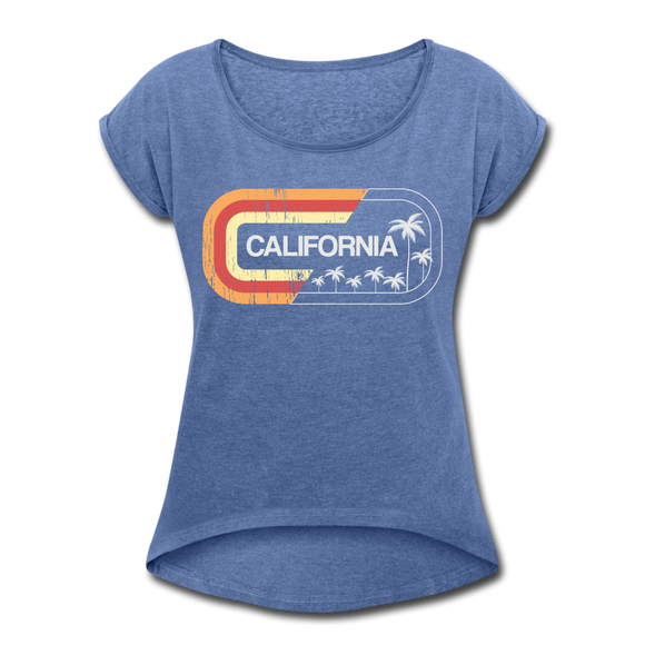 California Sign - Frauen T-Shirt mit gerollten Ärmeln - Denim meliert