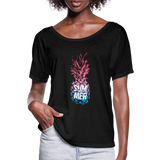 Pineapple - Frauen T-Shirt mit Fledermausärmeln von Bella + Canvas - Schwarz