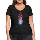 Pineapple - Frauen Bio-T-Shirt mit V-Ausschnitt von Stanley & Stella - Schwarz