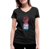 Pineapple - Frauen Bio-T-Shirt mit V-Ausschnitt von Stanley & Stella - Schwarz