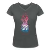 Pineapple - Frauen Bio-T-Shirt mit V-Ausschnitt von Stanley & Stella - Anthrazit