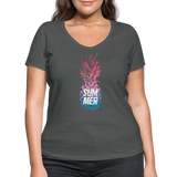 Pineapple - Frauen Bio-T-Shirt mit V-Ausschnitt von Stanley & Stella - Anthrazit