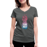 Pineapple - Frauen Bio-T-Shirt mit V-Ausschnitt von Stanley & Stella - Anthrazit