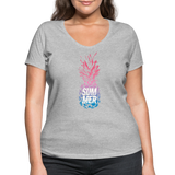 Pineapple - Frauen Bio-T-Shirt mit V-Ausschnitt von Stanley & Stella - Grau meliert