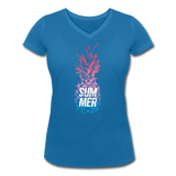 Pineapple - Frauen Bio-T-Shirt mit V-Ausschnitt von Stanley & Stella - Pfauenblau