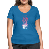 Pineapple - Frauen Bio-T-Shirt mit V-Ausschnitt von Stanley & Stella - Pfauenblau