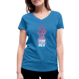 Pineapple - Frauen Bio-T-Shirt mit V-Ausschnitt von Stanley & Stella - Pfauenblau