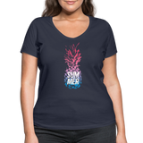 Pineapple - Frauen Bio-T-Shirt mit V-Ausschnitt von Stanley & Stella - Navy