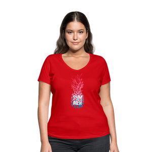 Pineapple - Frauen Bio-T-Shirt mit V-Ausschnitt von Stanley & Stella - Rot