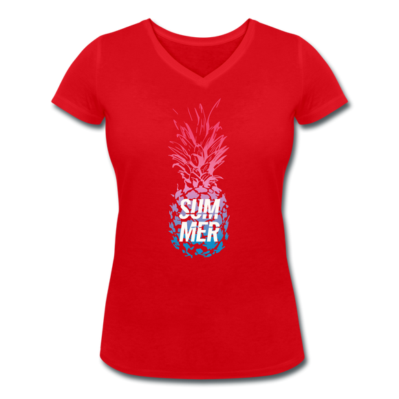 Pineapple - Frauen Bio-T-Shirt mit V-Ausschnitt von Stanley & Stella - Rot