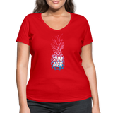 Pineapple - Frauen Bio-T-Shirt mit V-Ausschnitt von Stanley & Stella - Rot