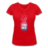 Pineapple - Frauen Bio-T-Shirt mit V-Ausschnitt von Stanley & Stella - Rot