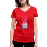 Pineapple - Frauen Bio-T-Shirt mit V-Ausschnitt von Stanley & Stella - Rot