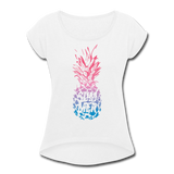 Pineapple - Frauen T-Shirt mit gerollten Ärmeln - Weiß