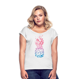 Pineapple - Frauen T-Shirt mit gerollten Ärmeln - Weiß