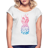 Pineapple - Frauen T-Shirt mit gerollten Ärmeln - Weiß