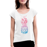 Pineapple - Frauen T-Shirt mit gerollten Ärmeln - Weiß