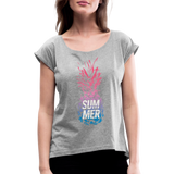 Pineapple - Frauen T-Shirt mit gerollten Ärmeln - Grau meliert